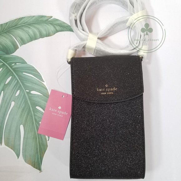 MAKE AN OFFER Kate Spade Shimmy Glitter Fabric North South Flap Phone Crossbody - Picture 1 of 8